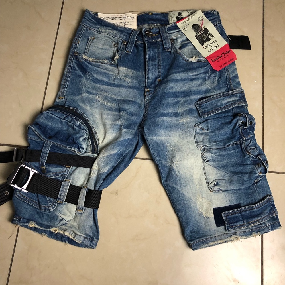 Industrial indigo shorts size 28